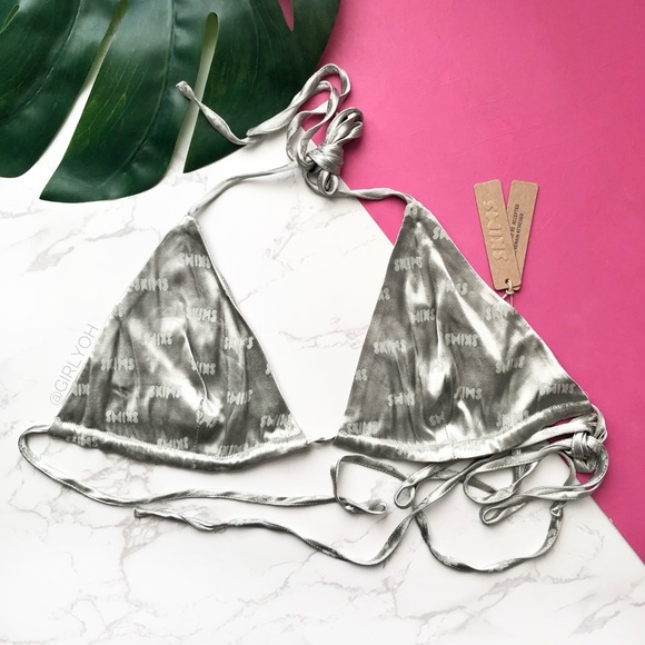 SKIMS Jacquard Talc Silver Triangle Bralette - Picture 1 of 5